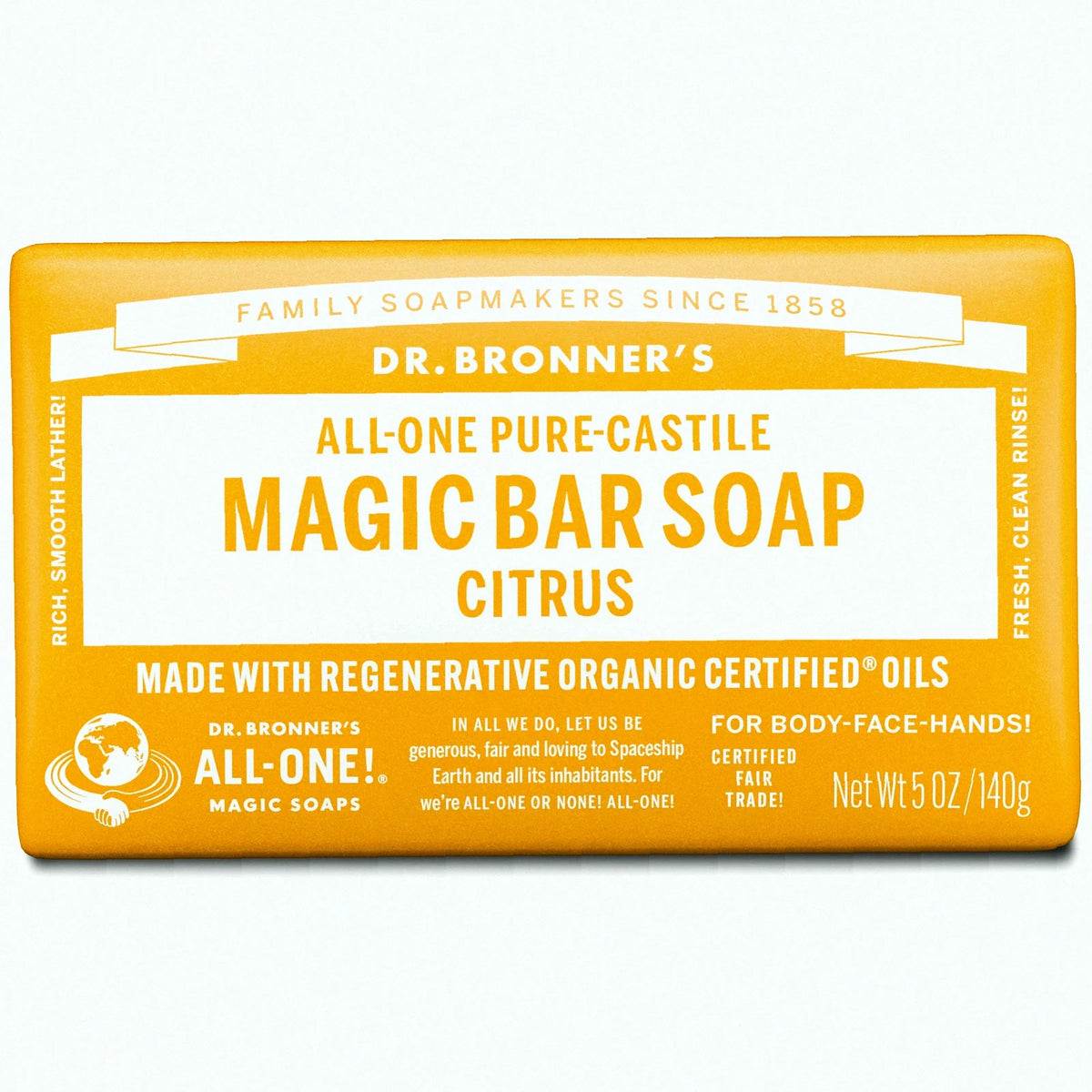 Citrus Pure-Castile Bar Soap Natural Hand Cleanser