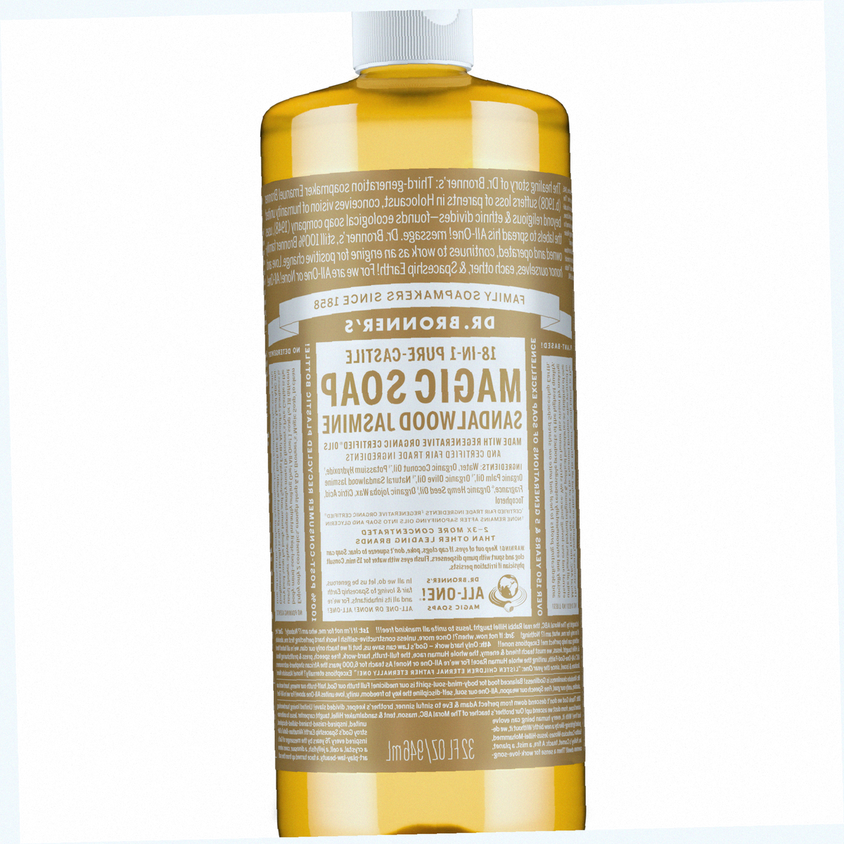 Sandalwood Jasmine Pure-Castile Liquid Soap for Body & Hands