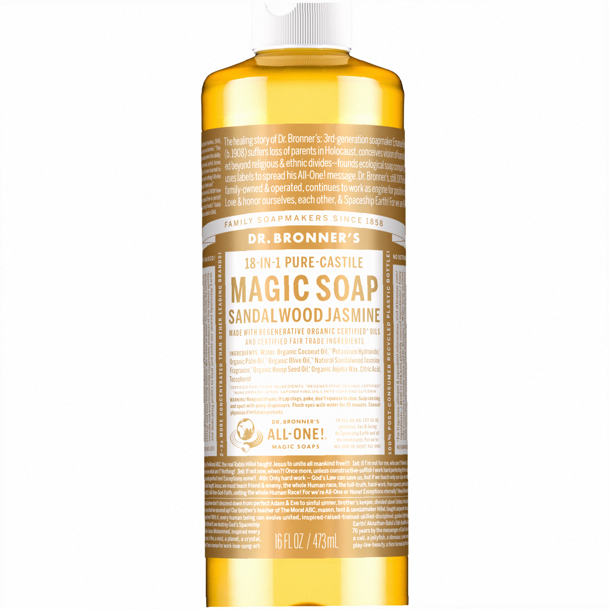 Sandalwood Jasmine Pure-Castile Liquid Soap for Body & Hands